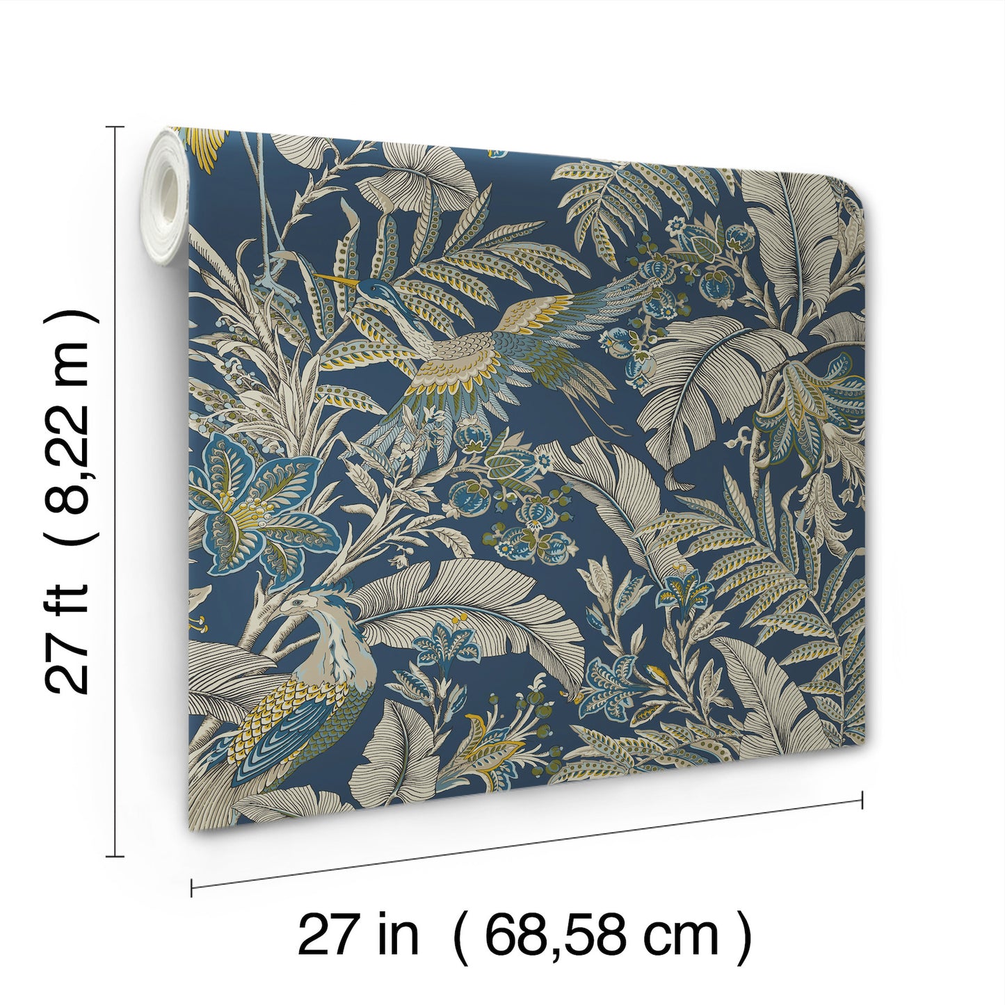 York Wallcoverings Artifacts Heronwood Navy Wallpaper Traditional Animals and Insects Blues  Wallpaper - AB3103