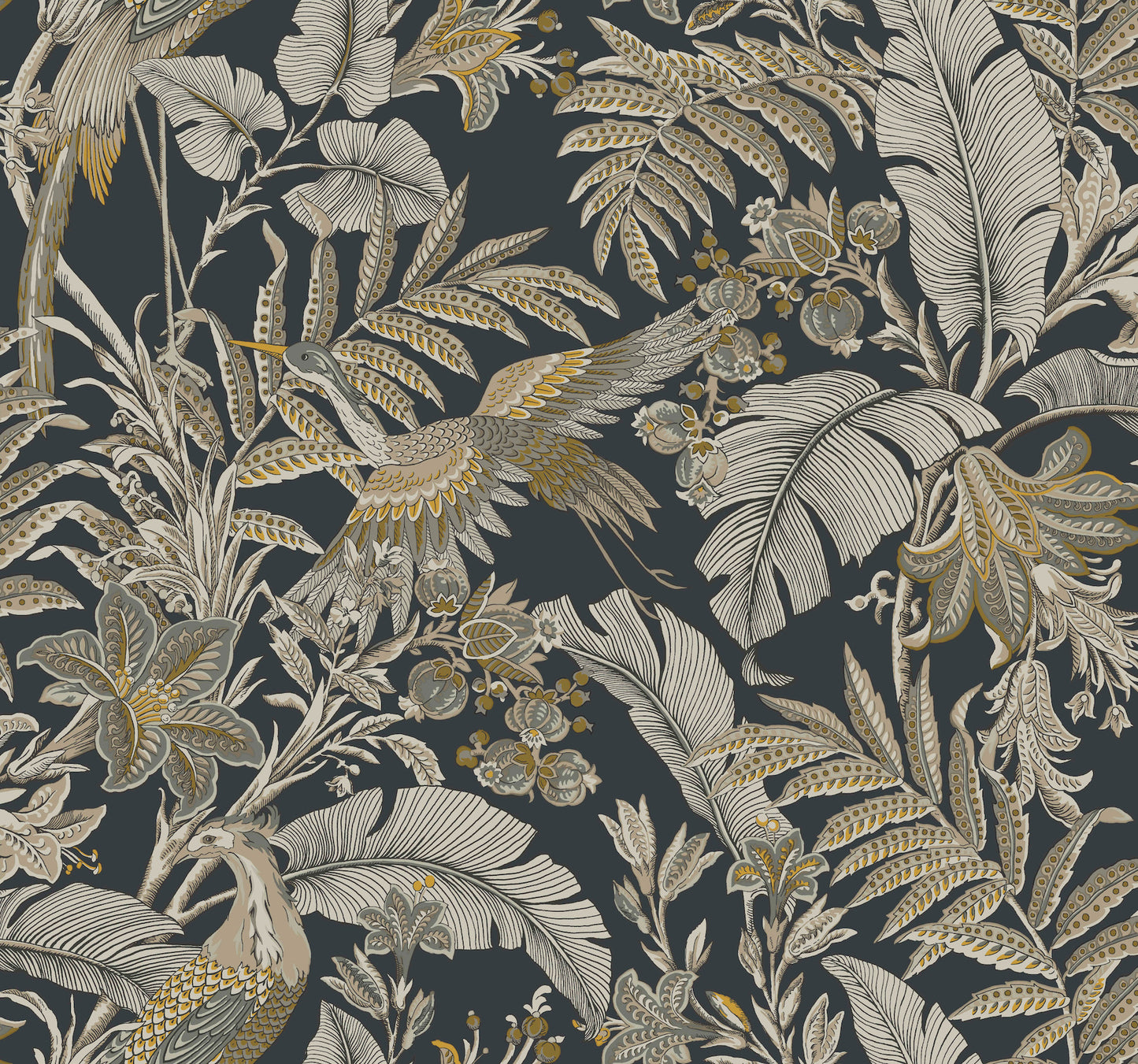 York Wallcoverings Artifacts Heronwood Black Wallpaper Traditional Animals and Insects Blacks  Wallpaper - AB3104