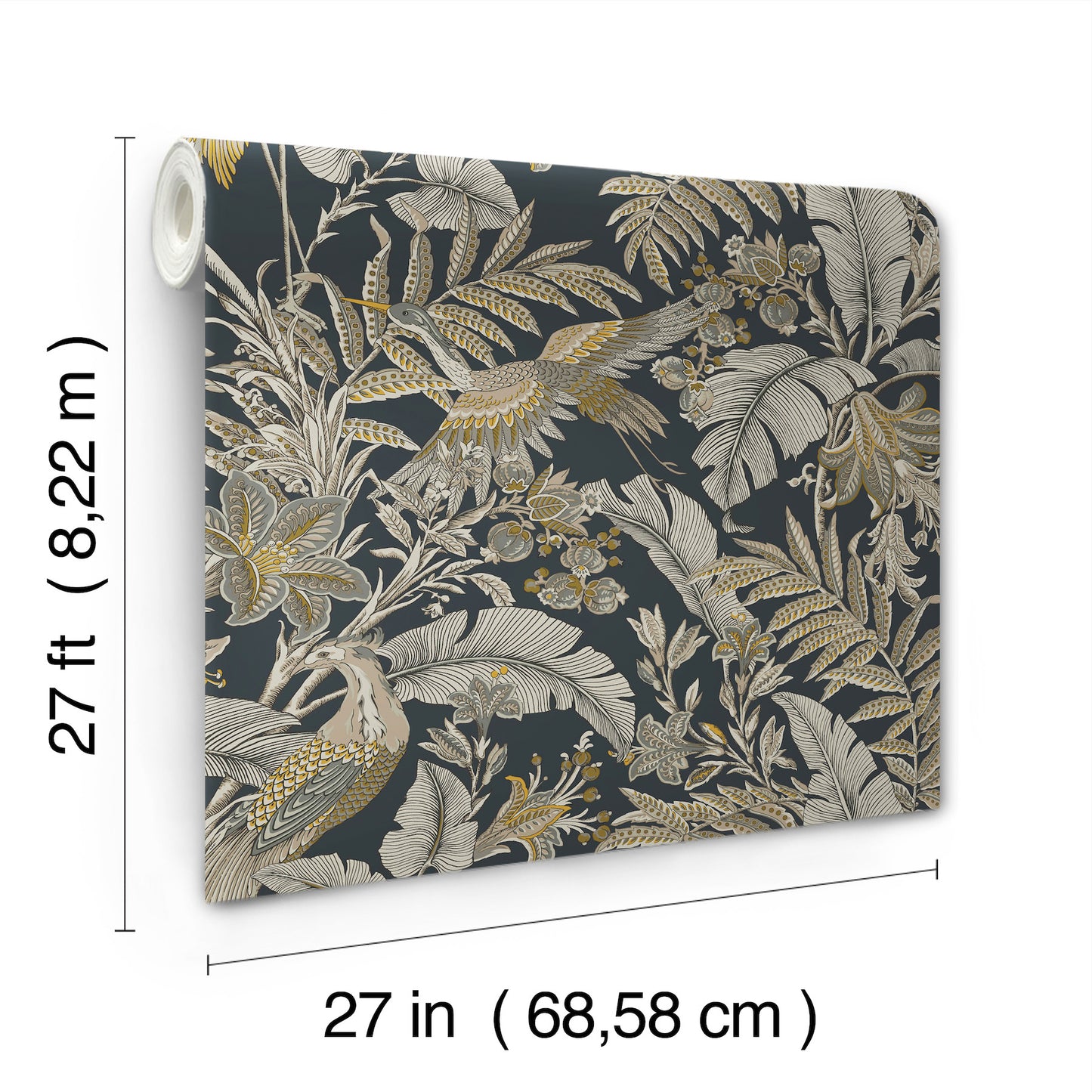 York Wallcoverings Artifacts Heronwood Black Wallpaper Traditional Animals and Insects Blacks  Wallpaper - AB3104