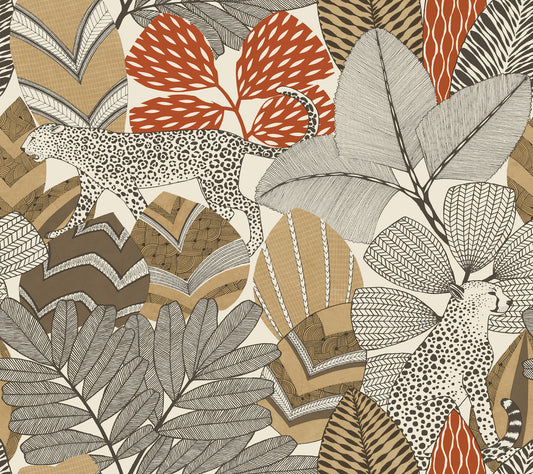 York Wallcoverings Artifacts Namiri Ochre Wallpaper Eclectic Tropical Yellows  Wallpaper - AB3111