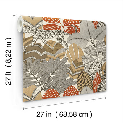 York Wallcoverings Artifacts Namiri Ochre Wallpaper Eclectic Tropical Yellows  Wallpaper - AB3111