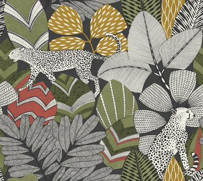 York Wallcoverings Artifacts Namiri Black Wallpaper Eclectic Tropical Blacks  Wallpaper - AB3112