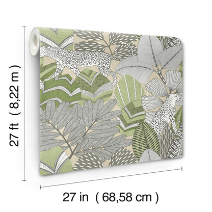 York Wallcoverings Artifacts Namiri Green Wallpaper Eclectic Tropical Greens  Wallpaper - AB3114