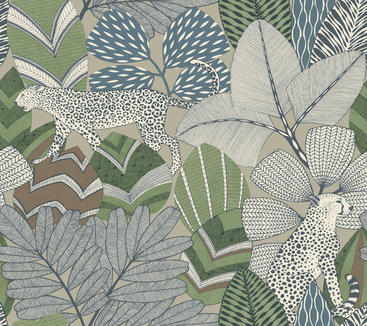 York Wallcoverings Artifacts Namiri Blue Wallpaper Eclectic Tropical Blues  Wallpaper - AB3115