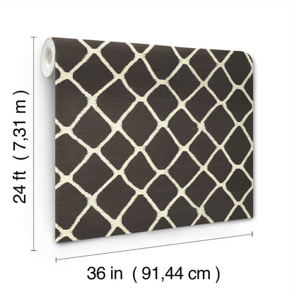 York Wallcoverings Artifacts Tonga Black and White Wallpaper Modern Trellis and Lattice Blacks  Wallpaper - AB3121