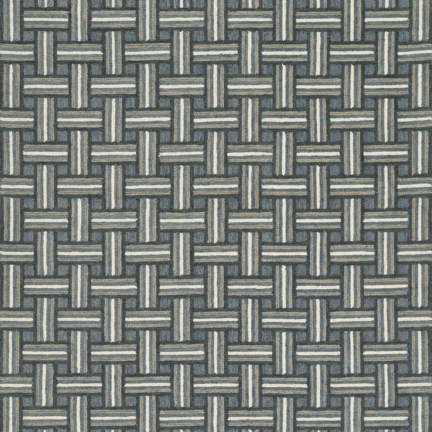 Blue-gray basketweave texture with interlaced strips, close-up woven pattern for upholstery or decking.