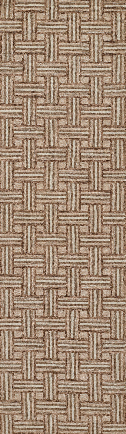 Tan and beige woven basket-weave texture with interlaced strips forming a geometric lattice.