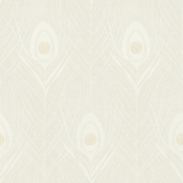 Galerie Wallcoverings Absolutely Chic Peacock Feather Motif Galerie Wallcoverings  Cream   - AC60003