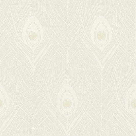 Galerie Wallcoverings Absolutely Chic Peacock Feather Motif Galerie Wallcoverings  Cream   - AC60003