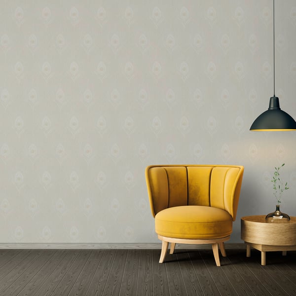 Galerie Wallcoverings Absolutely Chic Peacock Feather Motif Galerie Wallcoverings  Cream   - AC60003
