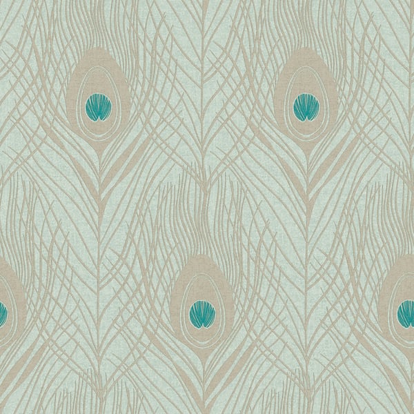 Galerie Wallcoverings Absolutely Chic Peacock Feather Motif Galerie Wallcoverings  Green   - AC60005