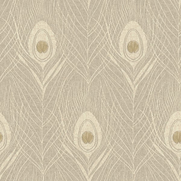 Galerie Wallcoverings Absolutely Chic Peacock Feather Motif Galerie Wallcoverings  Beige   - AC60009