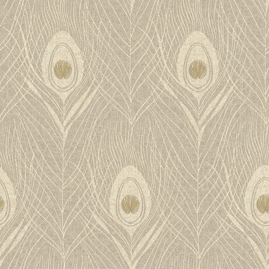 Galerie Wallcoverings Absolutely Chic Peacock Feather Motif Galerie Wallcoverings  Beige   - AC60009