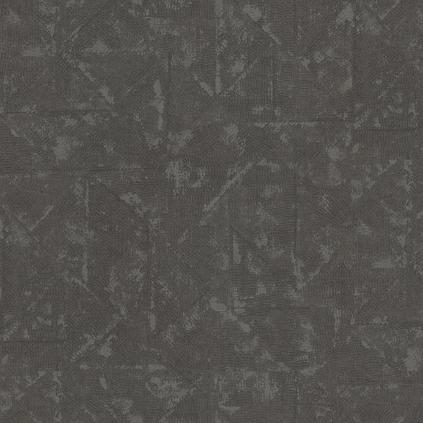 Charcoal gray distressed geometric motif wallpaper with subtle lighter veining; matte finish.