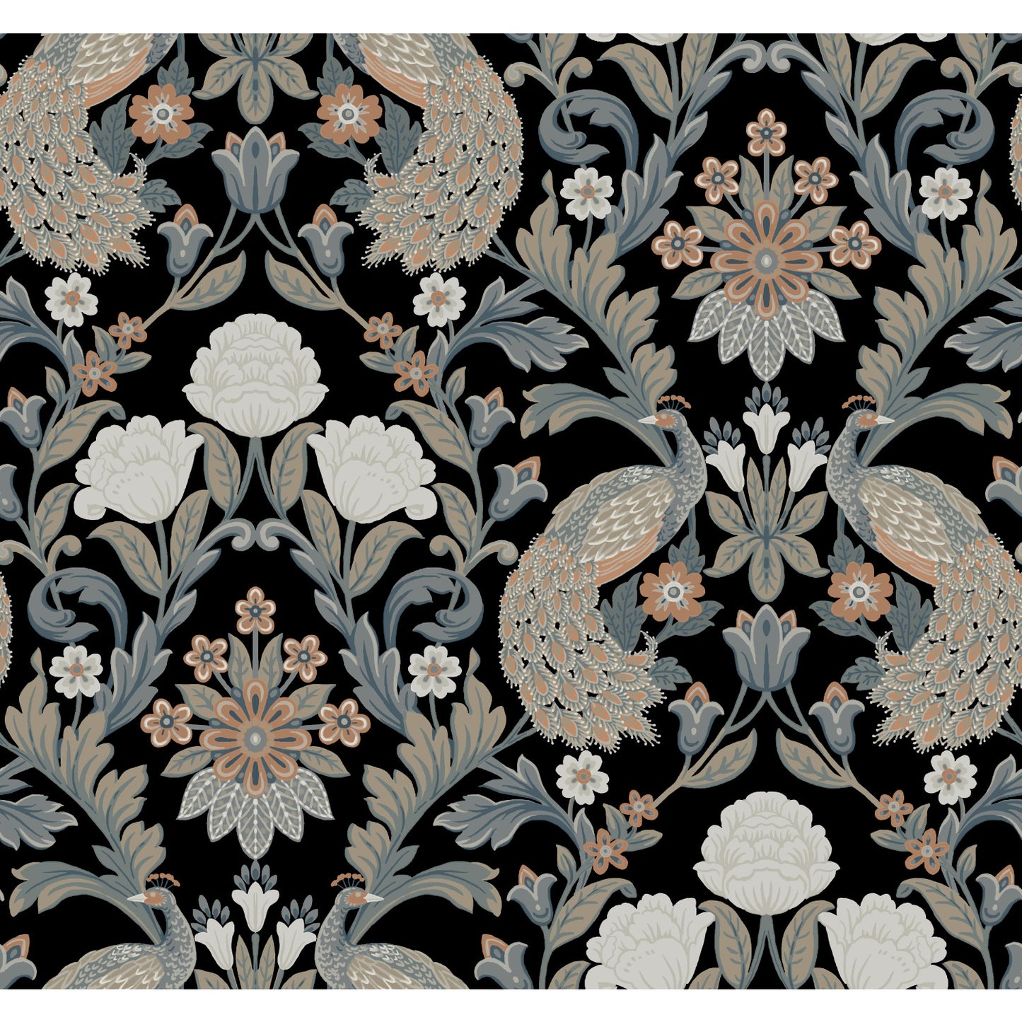 York Wallcoverings Arts and Crafts Plume Dynasty  Black Wallpaper  Damasks Blacks  Wallpaper - AC9101