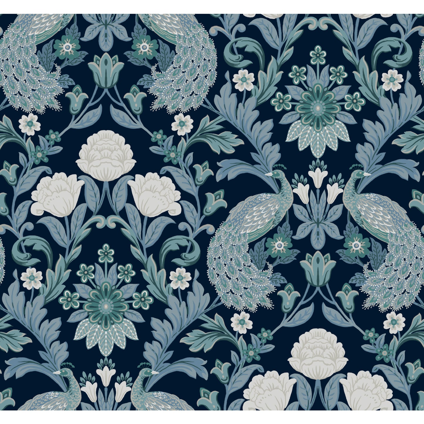 York Wallcoverings Arts and Crafts Plume Dynasty Navy Wallpaper  Damasks Blues  Wallpaper - AC9103