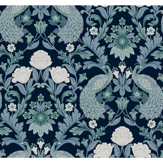 York Wallcoverings Arts and Crafts Plume Dynasty Navy Wallpaper  Damasks Blues  Wallpaper - AC9103