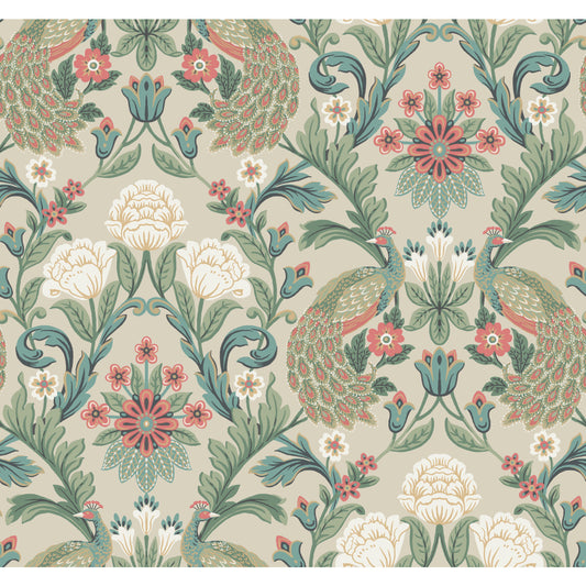 York Wallcoverings Arts and Crafts Plume Dynasty Taupe Wallpaper  Damasks Neutrals  Wallpaper - AC9104