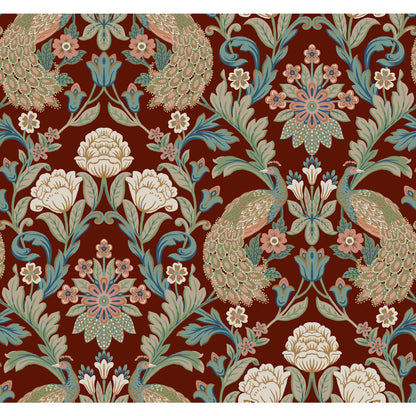 York Wallcoverings Arts and Crafts Plume Dynasty Red Metallic Wallpaper  Damasks Reds  Wallpaper - AC9106
