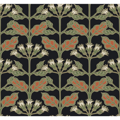 York Wallcoverings Arts and Crafts Tracery Blooms Black Metallic Wallpaper  Florals and Flowers Blacks  Wallpaper - AC9113