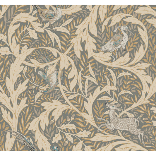 York Wallcoverings Arts and Crafts Woodland Tapestry Neutral Metallic Wallpaper  Botanical Neutrals  Wallpaper - AC9123