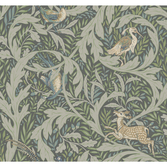 York Wallcoverings Arts and Crafts Woodland Tapestry Sage Wallpaper  Botanical Greens  Wallpaper - AC9124