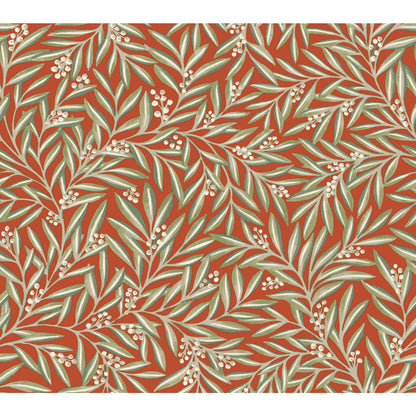 York Wallcoverings Arts and Crafts Rowan Rust Wallpaper  Botanical Browns  Wallpaper - AC9131