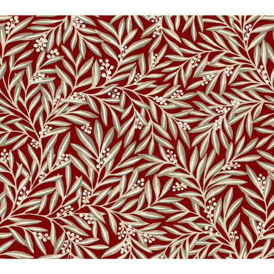 York Wallcoverings Arts and Crafts Rowan Red Wallpaper  Botanical Reds  Wallpaper - AC9134