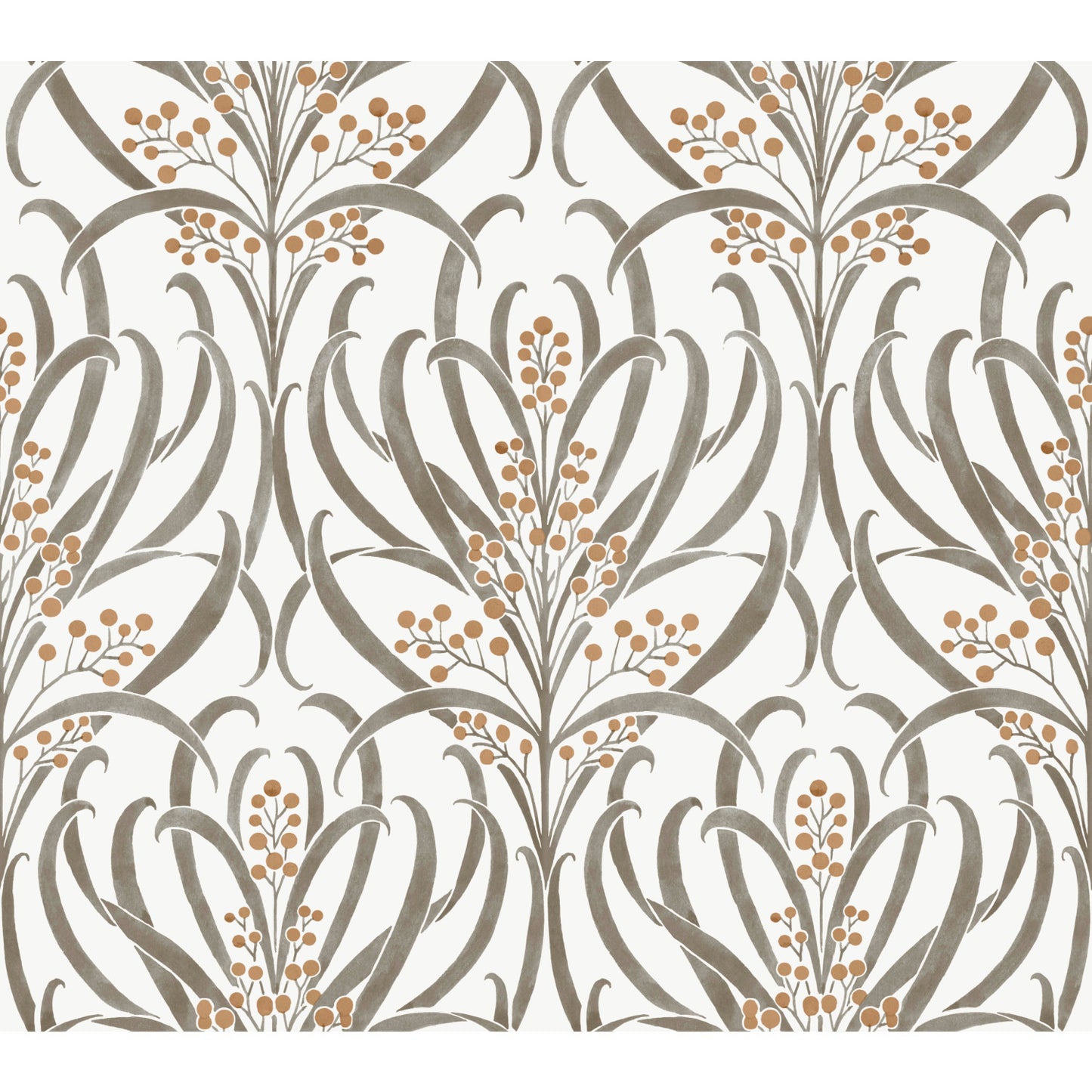 York Wallcoverings Arts and Crafts Calluna White and Taupe Metallic Wallpaper  Florals and Flowers Whites and Off-Whites  Wallpaper - AC9142