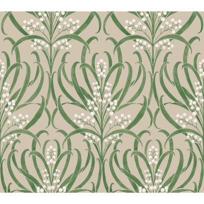 York Wallcoverings Arts and Crafts Calluna Linen Metallic Wallpaper  Florals and Flowers Whites and Off-Whites  Wallpaper - AC9144