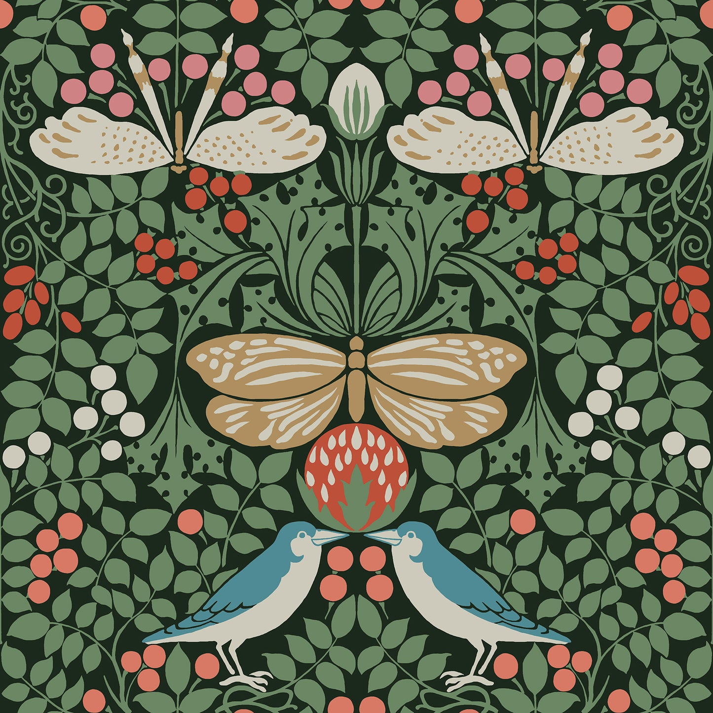 York Wallcoverings Arts and Crafts Butterfly Garden Green Metallic Wallpaper  Botanical Greens  Wallpaper - AC9161