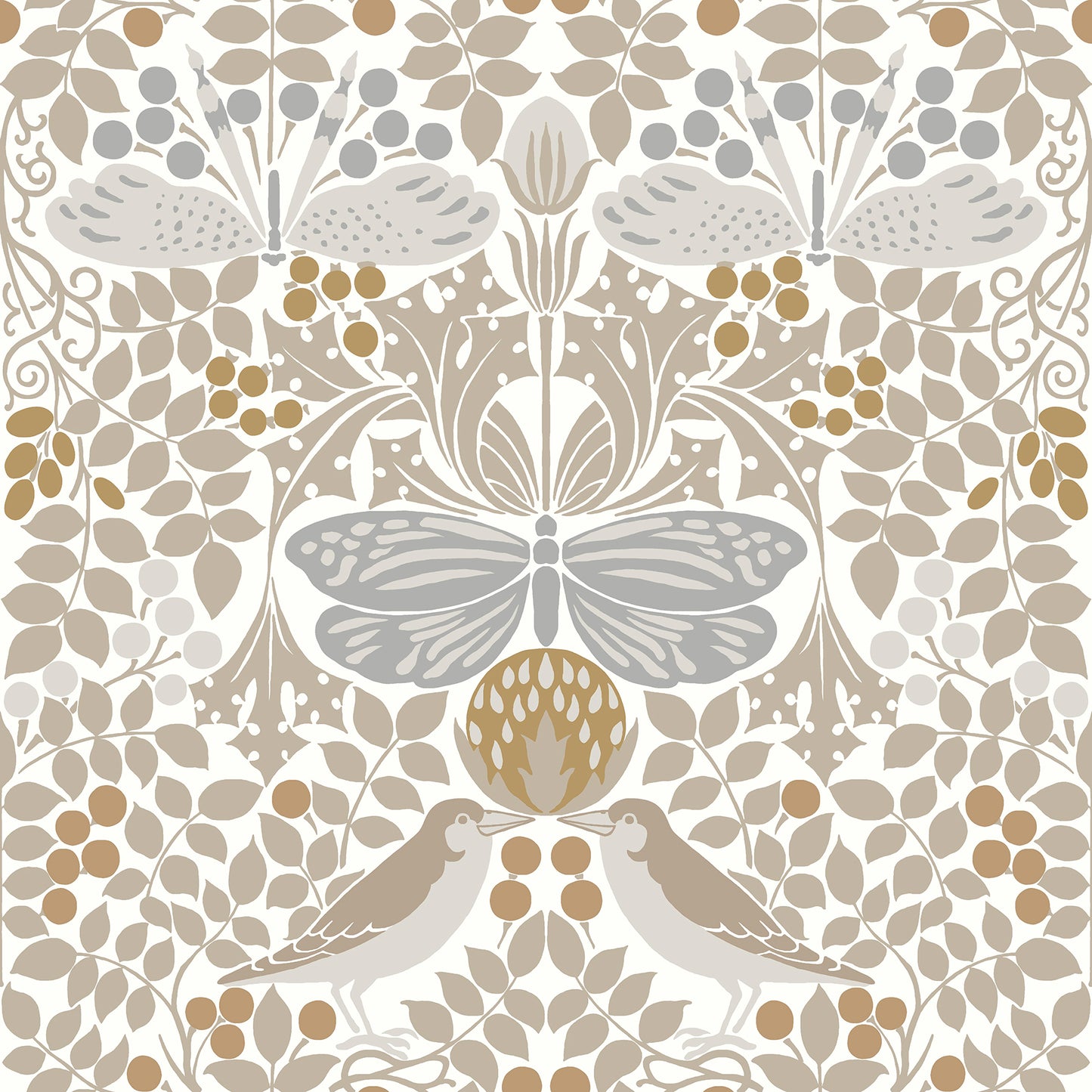 York Wallcoverings Arts and Crafts Butterfly Garden White Wallpaper  Botanical Whites and Off-Whites  Wallpaper - AC9163