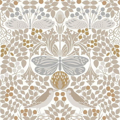 York Wallcoverings Arts and Crafts Butterfly Garden White Wallpaper  Botanical Whites and Off-Whites  Wallpaper - AC9163