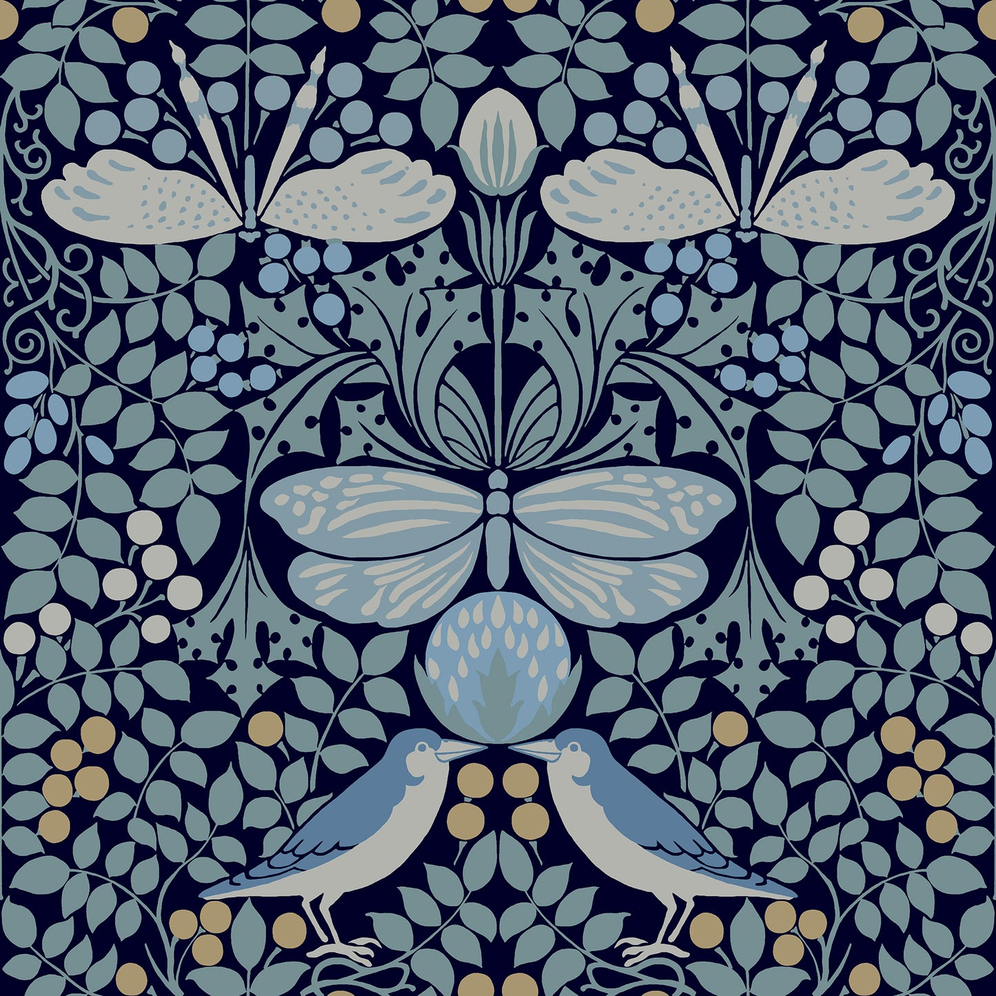 York Wallcoverings Arts and Crafts Butterfly Garden Blue Wallpaper  Botanical Blues  Wallpaper - AC9165