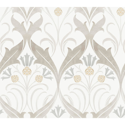 York Wallcoverings Arts and Crafts Pine Cone Ribbon Neutral Wallpaper  Florals and Flowers Neutrals  Wallpaper - AC9172