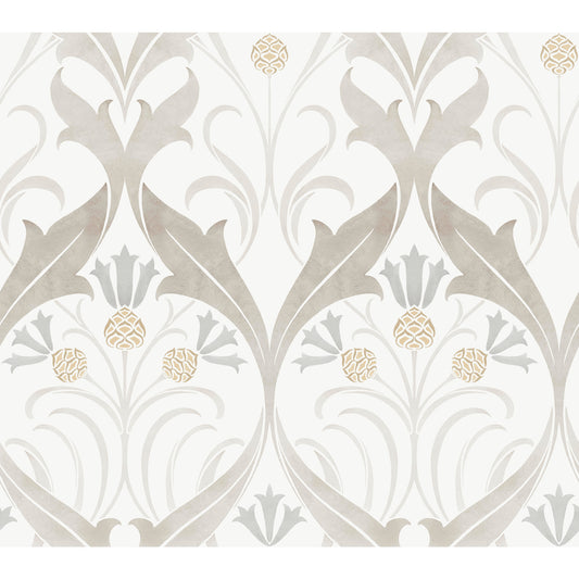 York Wallcoverings Arts and Crafts Pine Cone Ribbon Neutral Wallpaper  Florals and Flowers Neutrals  Wallpaper - AC9172