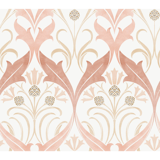 York Wallcoverings Arts and Crafts Pine Cone Ribbon Blush Wallpaper  Florals and Flowers Pinks  Wallpaper - AC9175