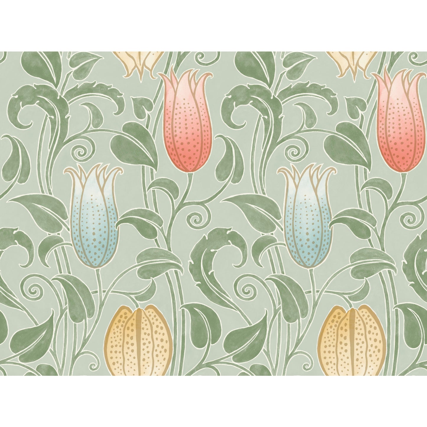 York Wallcoverings Arts and Crafts Canterbury Bells Sage Wallpaper  Florals and Flowers Greens  Wallpaper - AC9202