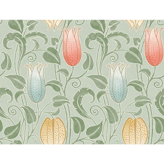 York Wallcoverings Arts and Crafts Canterbury Bells Sage Wallpaper  Florals and Flowers Greens  Wallpaper - AC9202