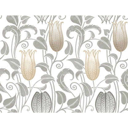 York Wallcoverings Arts and Crafts Canterbury Bells Neutral Wallpaper  Florals and Flowers Neutrals  Wallpaper - AC9204