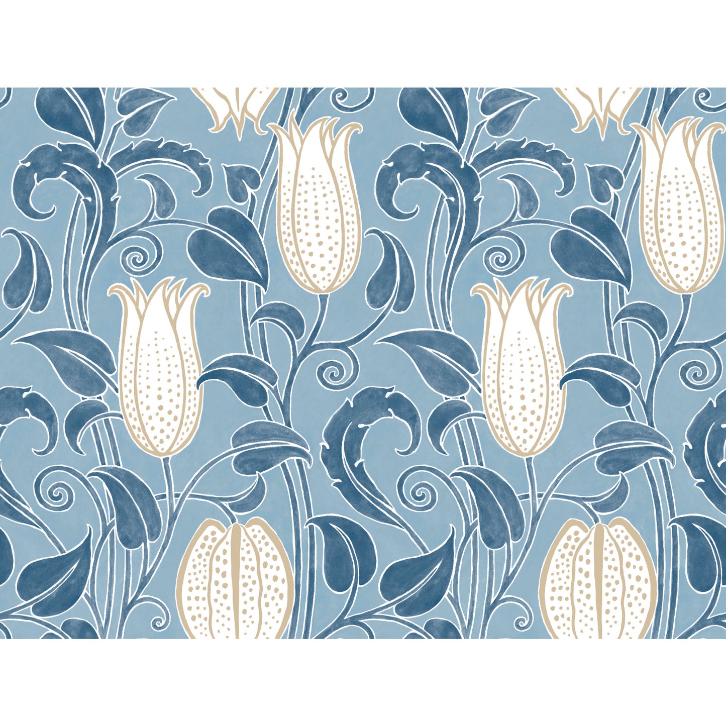 York Wallcoverings Arts and Crafts Canterbury Bells Blue Wallpaper  Florals and Flowers Blues  Wallpaper - AC9205