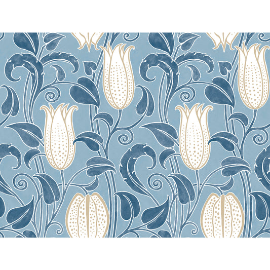 York Wallcoverings Arts and Crafts Canterbury Bells Blue Wallpaper  Florals and Flowers Blues  Wallpaper - AC9205