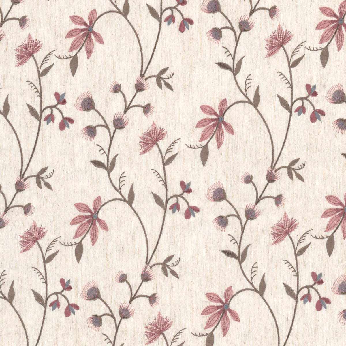 STOUT TEXTILES  MULTIPURPOSE,EMBROIDERIES TRADITIONAL, FLORAL RASPBERRY   - ACAN-1
