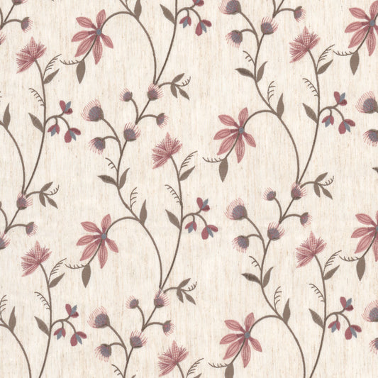 STOUT TEXTILES  MULTIPURPOSE,EMBROIDERIES TRADITIONAL, FLORAL RASPBERRY   - ACAN-1