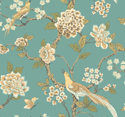 York Wallcoverings Blues II Fanciful Teal Wallpaper Animals Animals Teal   - AF1901