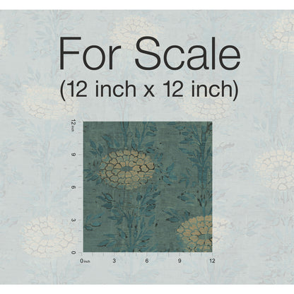 York Wallcoverings Tea Garden French Marigold Teal Green and Gold Wallpaper Eclectic Florals Greens  Wallpaper - AF6519