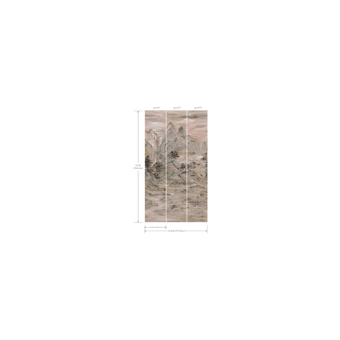 York Wallcoverings Tea Garden Misty Mountain Taupe Wall Mural  Traditional Beiges  Wallpaper - AF6597M