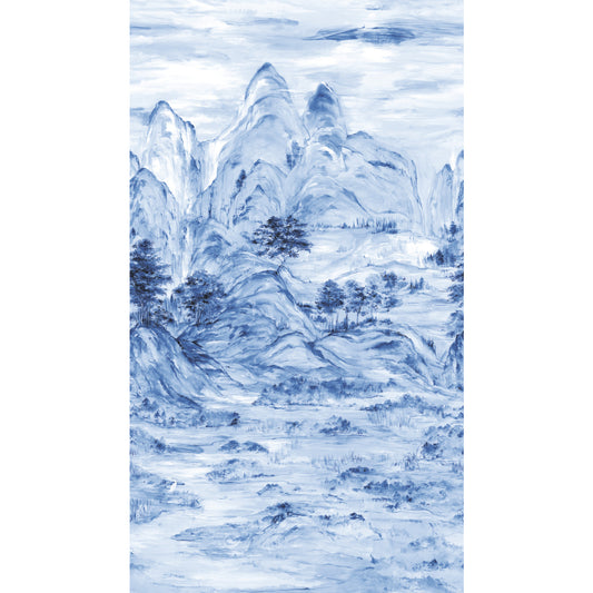 York Wallcoverings Tea Garden Misty Mountain Blue Wall Mural  Traditional Blues  Wallpaper - AF6598M