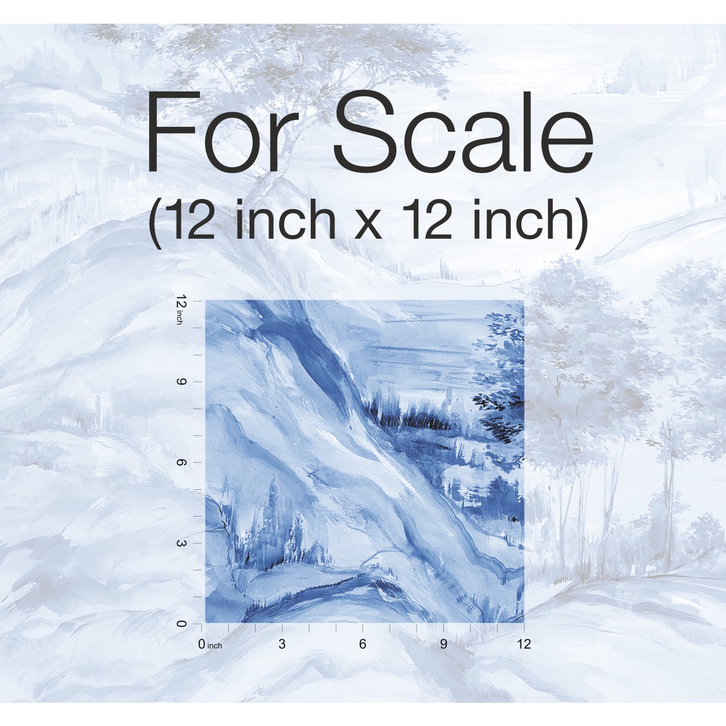 York Wallcoverings Tea Garden Misty Mountain Blue Wall Mural  Traditional Blues  Wallpaper - AF6598M