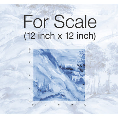 York Wallcoverings Tea Garden Misty Mountain Blue Wall Mural  Traditional Blues  Wallpaper - AF6598M